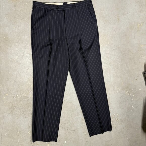 Coppley Suit 2pc Pinstripe 3btn Navy Blue 100% Wool 42T 38x33 - Picture 9 of 12